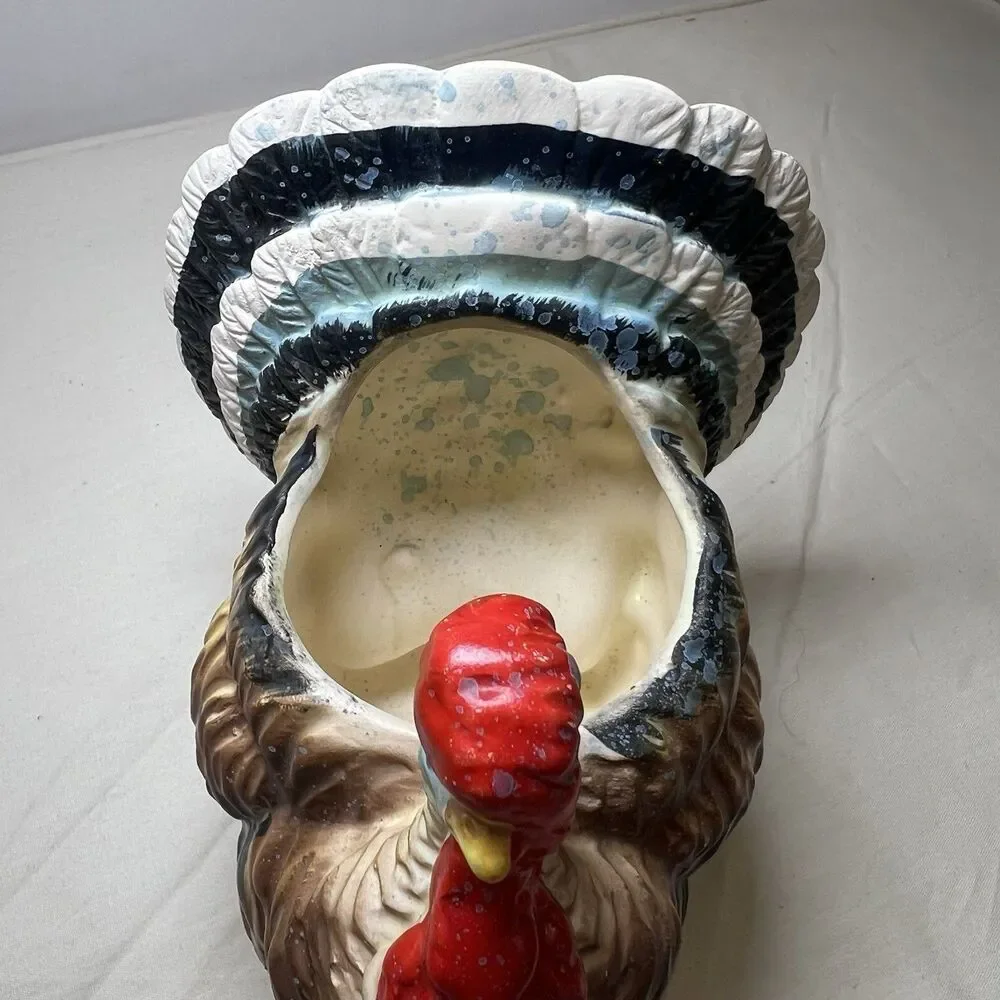 Vintage Relpo 5503 Turkey Planter MCM Thanksgiving Fall Decor